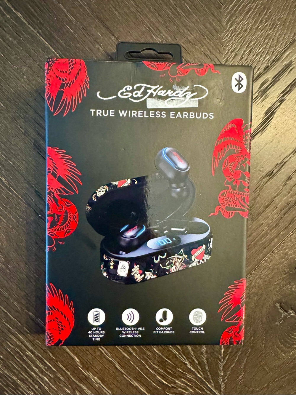 Ed Hardy “Love Kills Slowly” True Wireless Earbuds. Black. Bluetooth. NIB